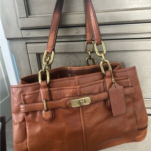 Coach Chelsea Tan Leather Shoulder Bag with Gold Accents & Brown Coach Wallet